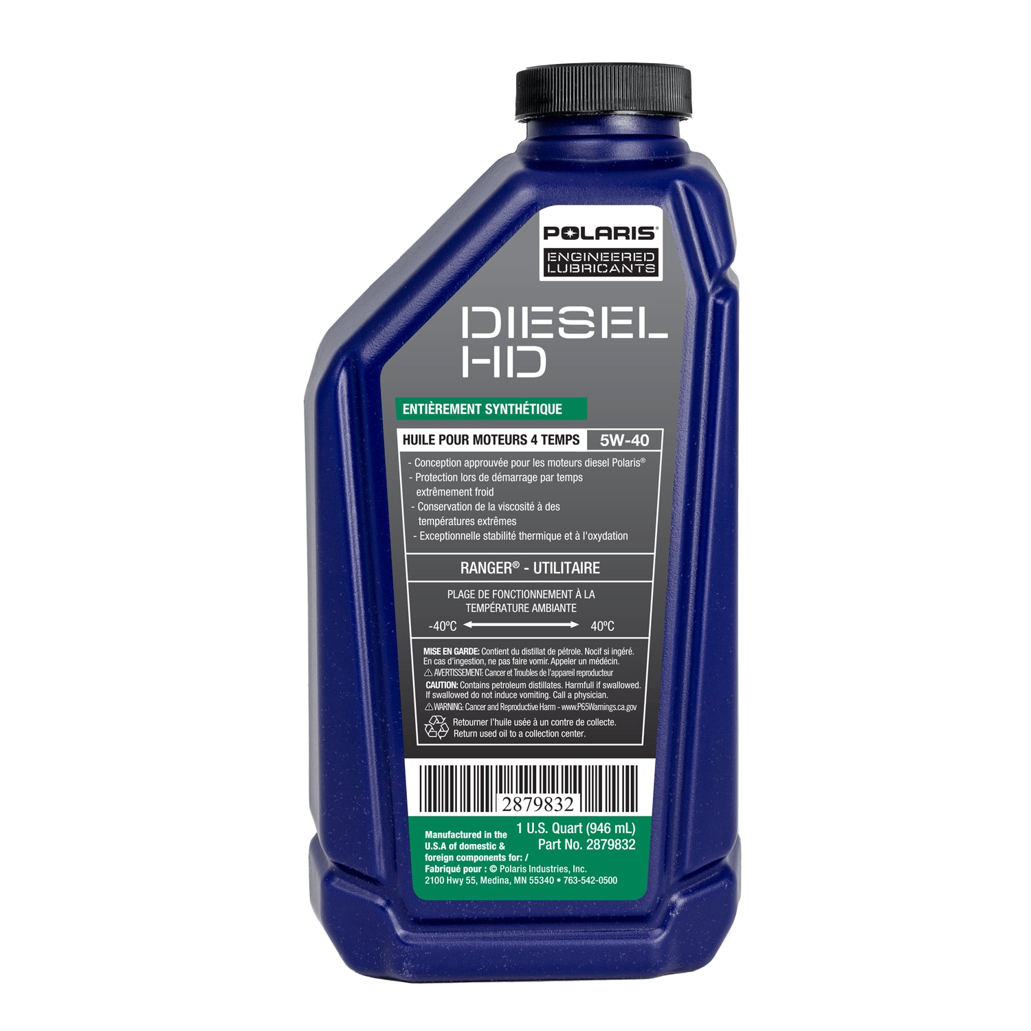 Polaris Oil-5w40, Syn Diesel, QT #2879832
