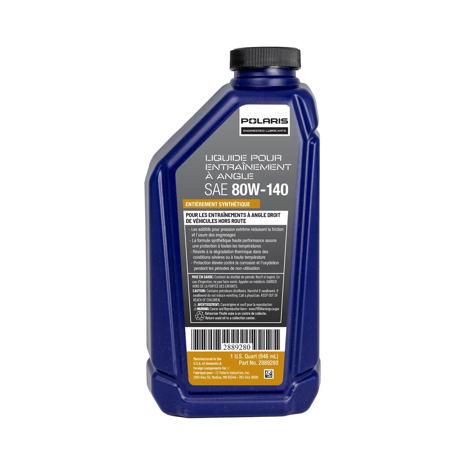 Polaris Oil-ORV Angle Fluid 80w 140, QT #2889280