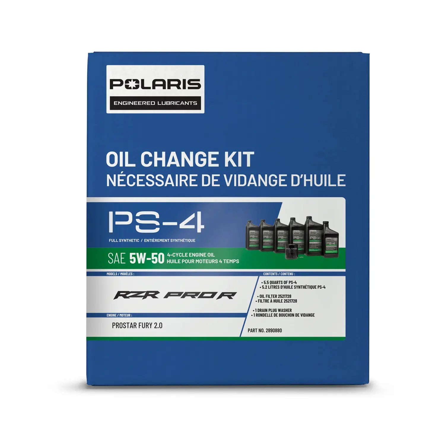 Polaris Full Synthetic 5W-50 Oil Change Kit, Polaris RZR Pro R, #2890880